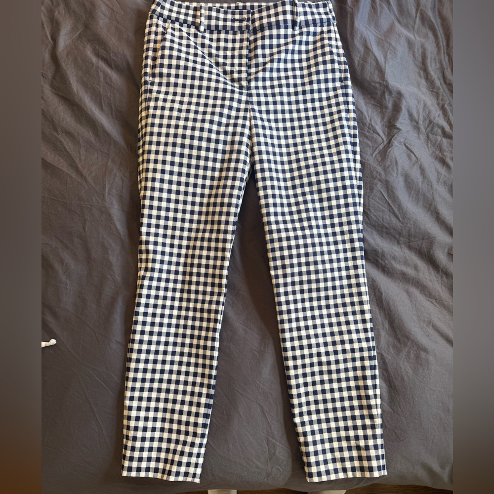 J. Crew Women's Gingham Blue/White Plaid Trouser